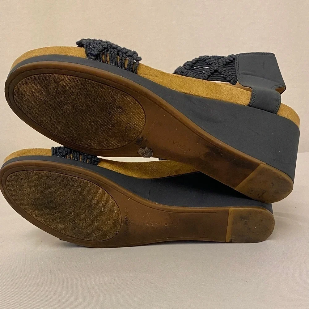 Lucky Brand Kierlo Wedge Sandals Macramé Heels Comfort Shoes Blue Size 9.5